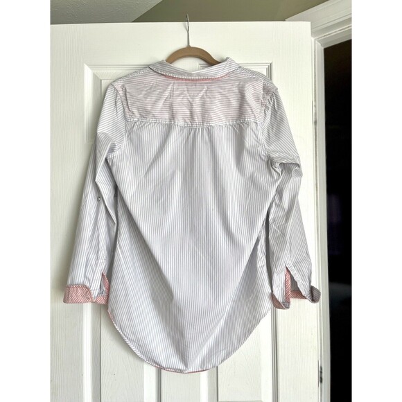 Seven 7  For All Mankind High Low Button Down Shirt Blue White Striped Small - Picture 3 of 6